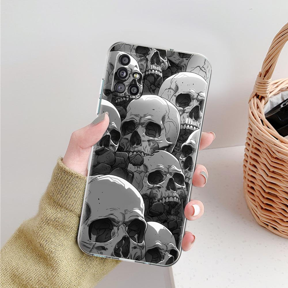 Чехол для Samsung A15 A13 A35 A55 A51 A71 A41 A31 A21S A03S A05 A17 A23 A25 A33 A53 A73 5G A07 4G Cover Жесткий Розовый Фиолетовый Череп