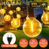 Светодиодные гирлянды G40 в форме шара, наружные, 3M/9M/15M IP65 пластиковые лампочки, балконные гирлянды, сказочные лампы для свадьбы, рождественской вечеринки, декор