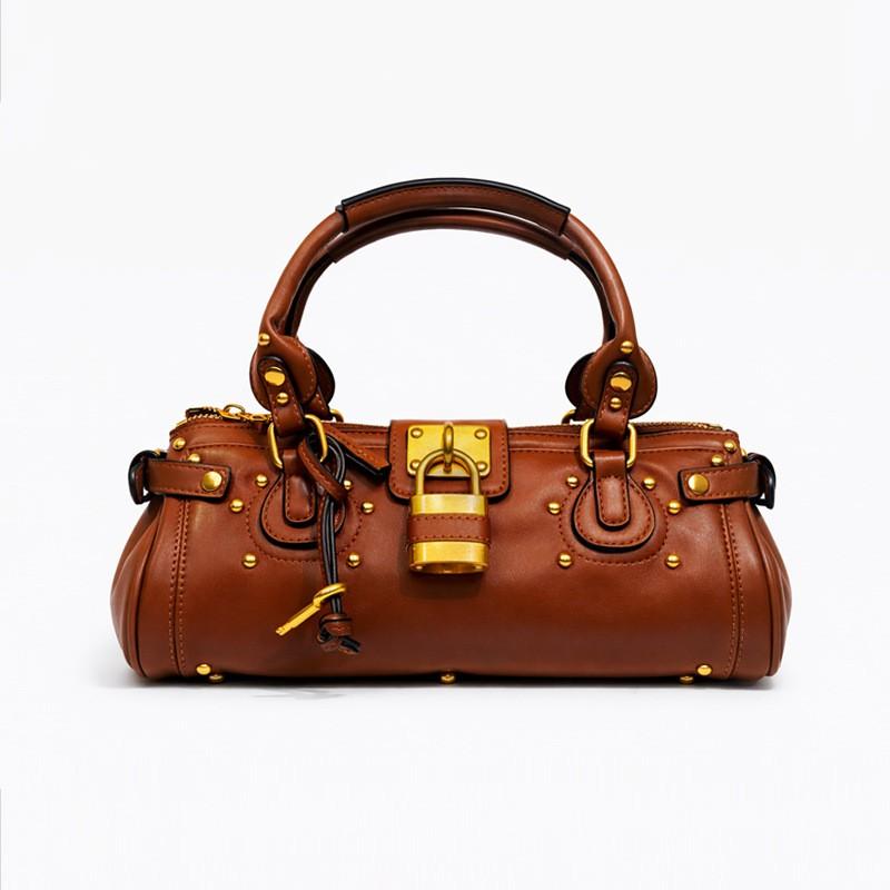 Vintage Lock Clasp Pillow Bag Small PU Handbag Women Street Style Daily Use