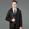 Autumn and Winter Men's Leather Jackets New Korean Style Handsome Hooded Collar Leather Jacket Plus Velvet Middle-aged Dad Outfit