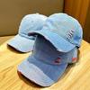 Vintage Denim Baseball Hat for Women Streetwear Hip Hop Holes Snapback Cap Summer Outdoor Sunshade Visors