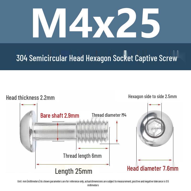 Yigu 304 Stainless Steel Anti-Loosening Hex Socket Captive Screws - M2/M3