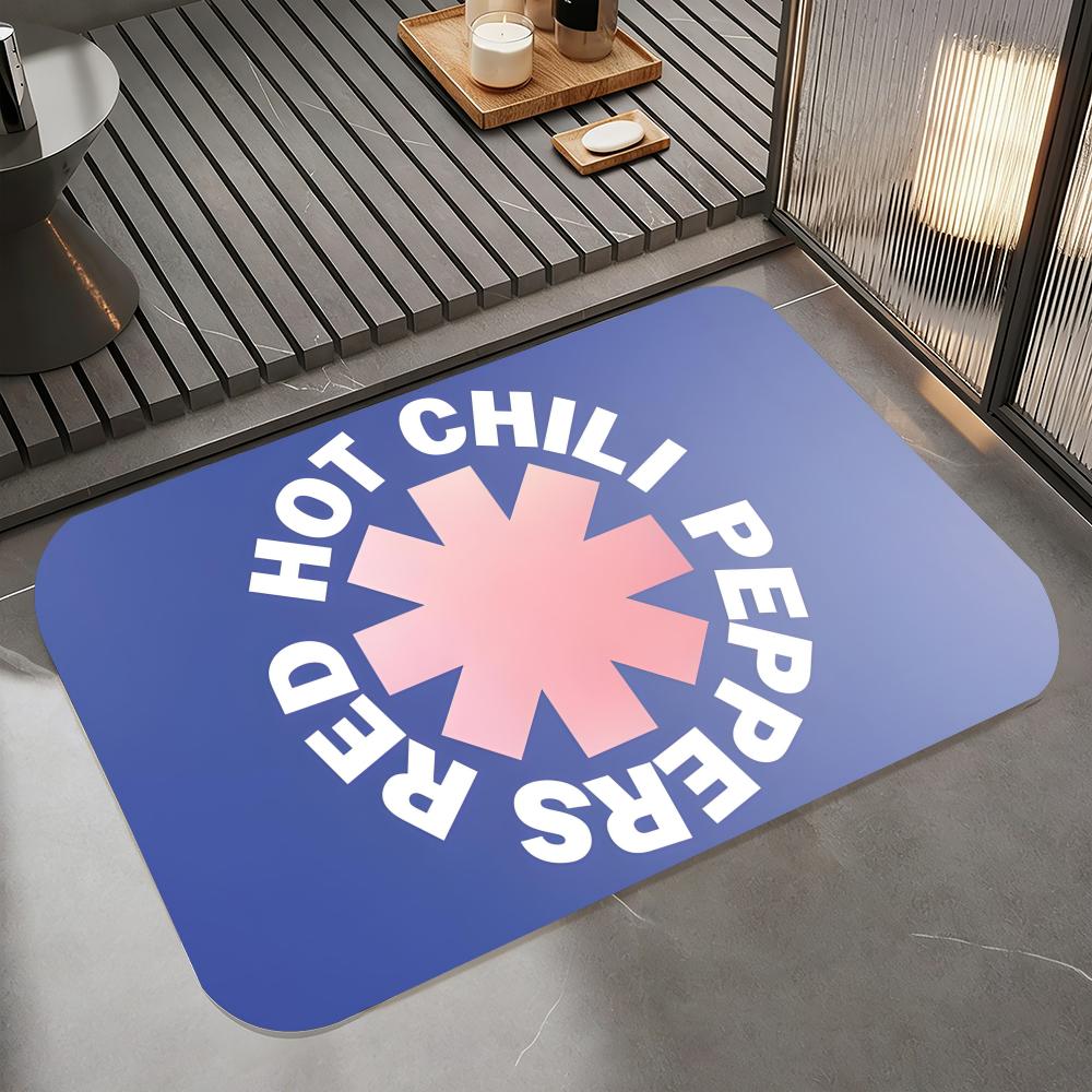 Музыка R-Red Hot Chili Peppers Коврик для пола, Диатомитовый коврик для ванной, Быстросохнущий, Впитывающий, Нескользящий коврик для двери