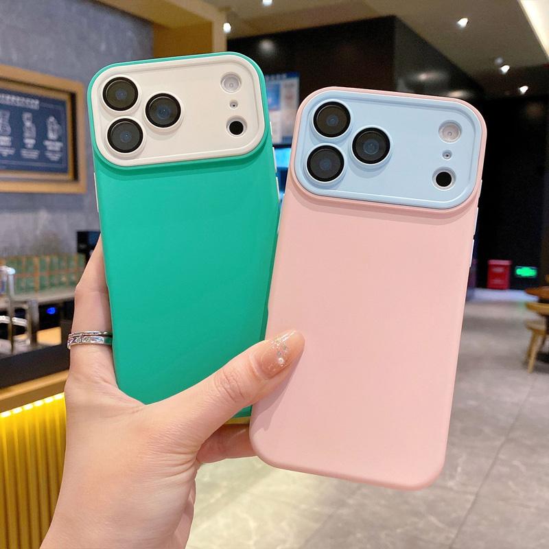 Чехол для телефона с защитой камеры, контрастный цвет, для IPhone 17 Pro Max 16 15 14 13 12 11, силиконовый ТПУ, мягкая задняя крышка