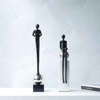 Металлические ornaments с персонажами Абстрактный Мыслитель Сидящий Человек-Шар Геометрический Портрет Скульптура Металлическая Фигурка Домашний Декор