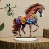 Yousheng Красочная Лошадь с Цветами Акриловое Украшение с Основанием 2D Плоская Лошадь Настольная Табличка Праздничная Вечеринка Дом Офис Книжная Полка Настольное Украшение