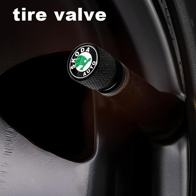 Car Wheel Tire Valve Caps Tyre Stem Covers Airdust Waterproof For skoda OCTAVIA RS FABIA KAMIQ KAROQ KODIAQ RAPID SCALA SUPERB