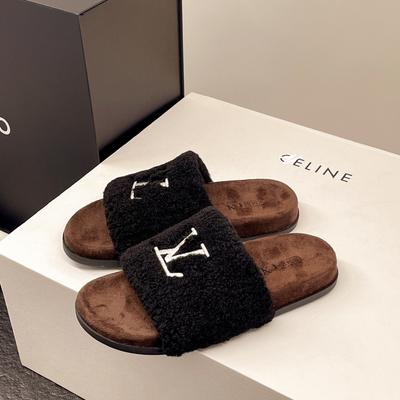 Популярные тапочки Мао Мао женская уличная обувь 2025 осень новая домашняя толстая подошва нескользящие однословные повседневные овечья шерсть буквенные шлепанцы