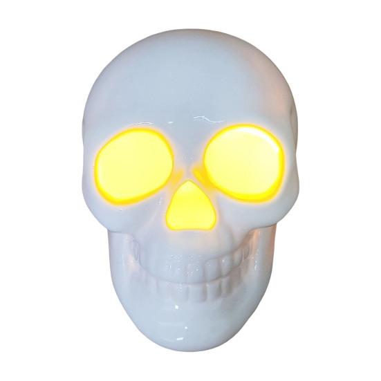 Light Up Halloween Decoration Ceramic Carved Pumpkin Skull Bat Figurine