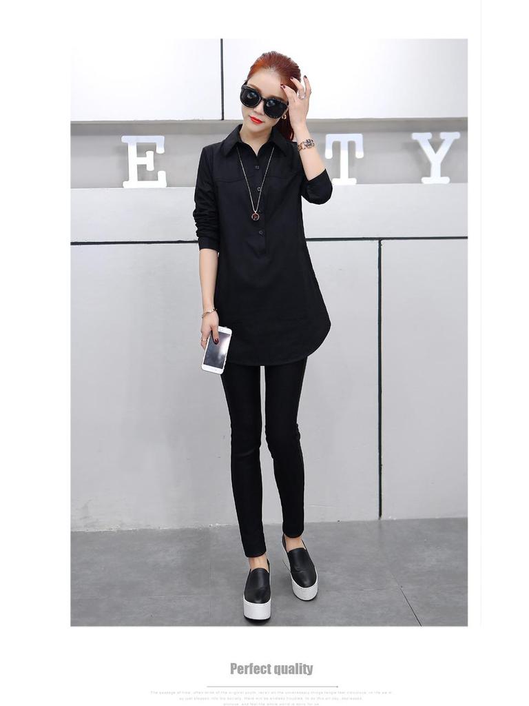 Женская рубашка с длинным рукавом и лацканами А-силуэта для весны и осени — корейский городской стиль