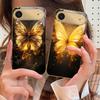 Теплый пламенный бабочка для iPhone 17Pro Max 16 17 Pro 15 Pro 14 13 Plus 12 Mini 11Pro Max XR 16E 17Air Золотой стеклянный чехол для телефона