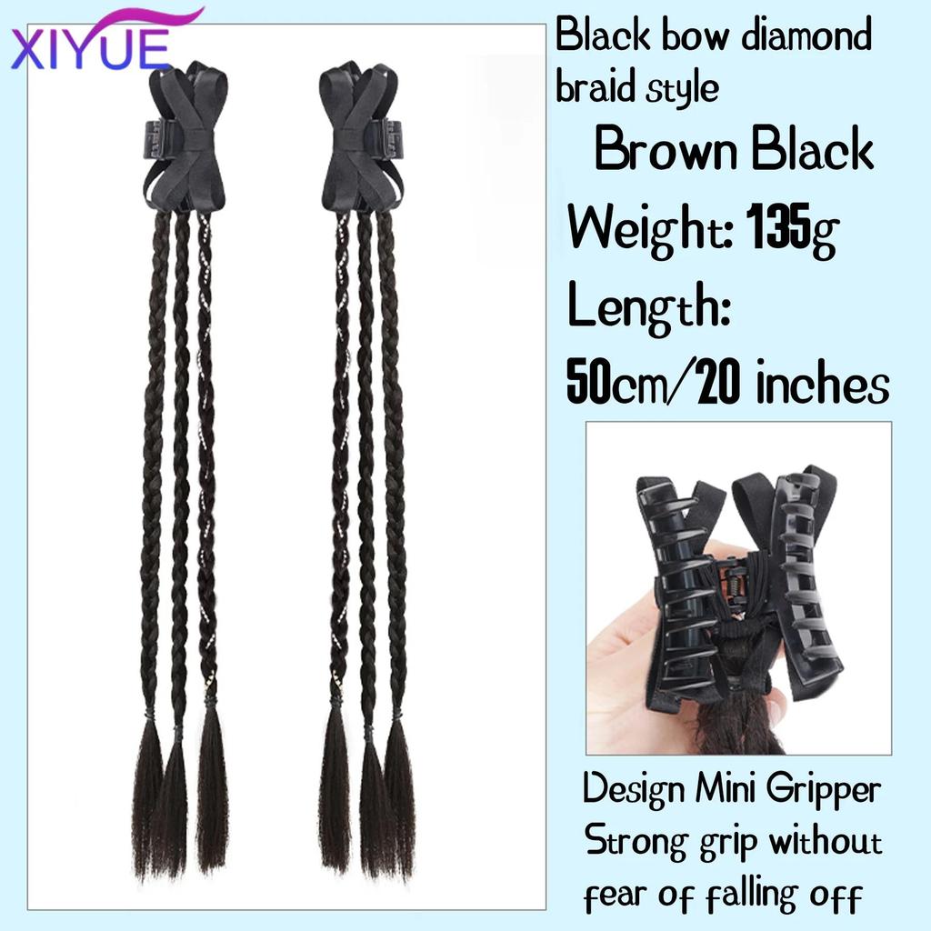 Конский хвост с зажимом-когтем, пара 20-дюймовых прямых тройных косичек-когтей, накладные волосы для женщин и девочек, аксессуары для волос для повседневного использования