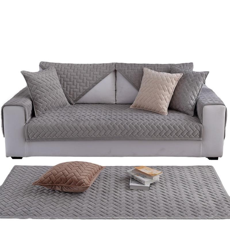 Зимняя хрустальная бархатная подушка для дивана, простой цвет, современный плюшевый толстый нескользящий чехол для дивана из цельного дерева