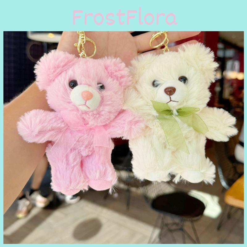 Teddy Bear Cartoon Plush Toy Bow Decoration Animal Doll Keychain Kid Pendant