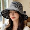 Striped straw empty top hat children summer eaves UV protection seaside beach vacation shade sun protection hat