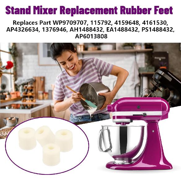 Mixer Rubber Feet Compatible with KitchenAid Stand Mixers Feet, Mixer Feet Pads, Mixer Rubber Feet Replacement Parts 4161530, 9709707, for KSM90,