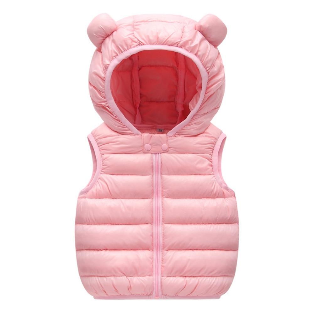 Children's Winter Solid Color Cotton Vests With A Hood