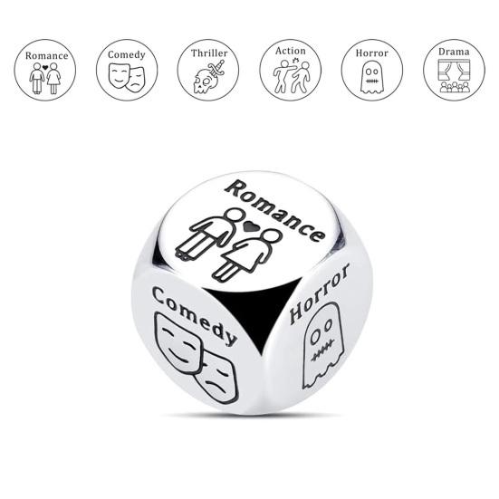 Date Idea Decider Dice Portable Stainless Steel Adults Couple Decision Dice 6 Sides Food Takeaway Decision Dice Girlfriend Boyfriend Gift
