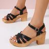 Fashion Rimocy Roman Weaving Thick Heel Sandals Women Ankle Strap Chunky Platform Sandals Woman Summer Buckle Gladiator Sandalias Mujer