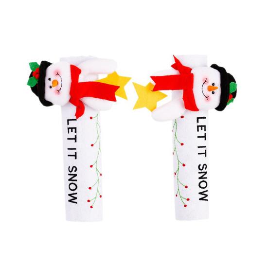 Yousheng 1 Pair Christmas Refrigerator Handle Gloves Santa Claus Snowman Elk Kitchen Fridge Handle Cover Set Home Decoration