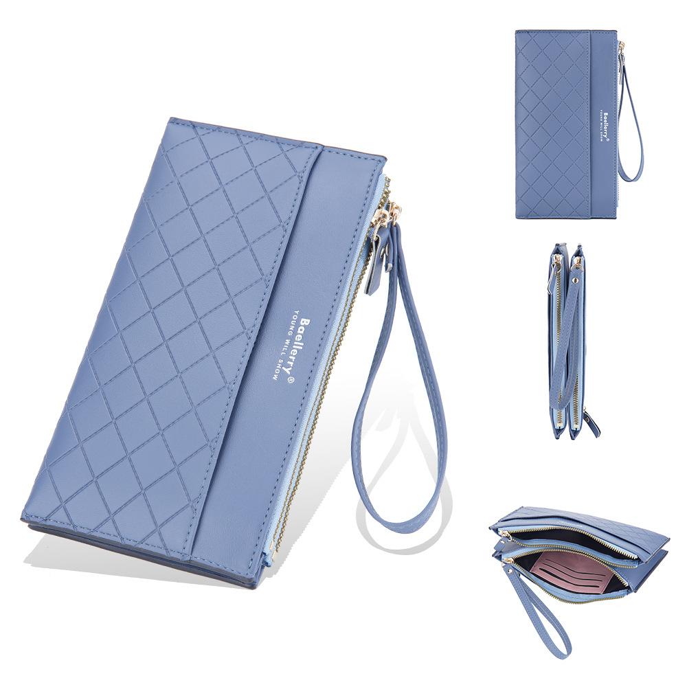 Baellerry Women's Long Purse Multifunctional Wallet Multi-card Slots Billfold Double Zipper Clutch Bag Pu Leather Cell Phone Bag