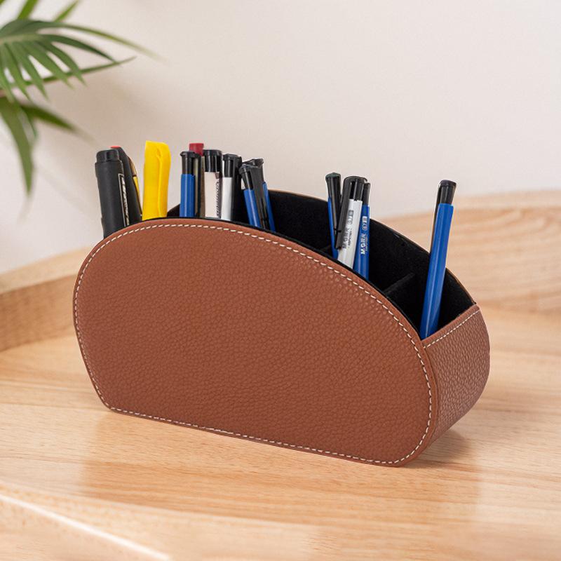 Remote Control Desktop Organizer Desktop Organizer PU Leather Cosmetic Five Compartments Organizer Box