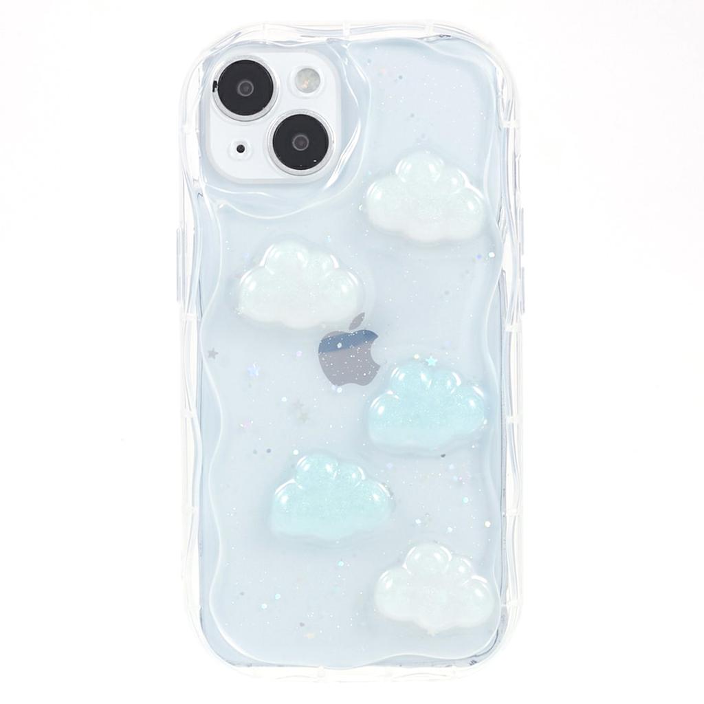 Back Cover for iPhone 13 6.1 inch,3D Butterfly/Cloud Pattern Epoxy TPU Phone Case