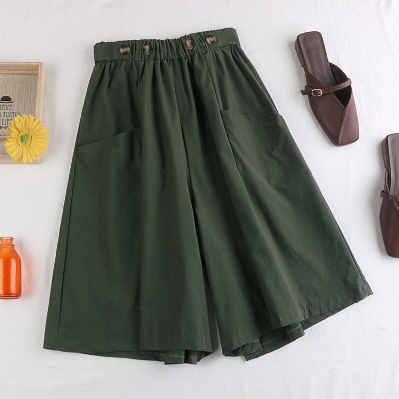 Свободные повседневные шорты с высокой эластичной талией и широкими складками, прямые, с карманами, однотонные, летние, трендовые, офисные женские шорты, женская одежда