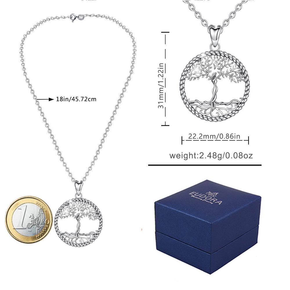 Ожерелье с подвеской из стерлингового серебра 925 пробы «Древо жизни» из твердого серебра, ожерелье с листьями дерева и богиней, винтажные ювелирные изделия с коробкой D475