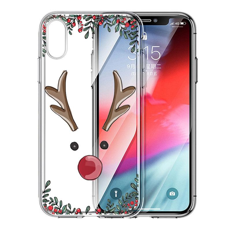 Рождественский прозрачный чехол для iPhone 16 15 14 13 12 11 Pro Max Санта-Клаус, лось, снеговик, рождественский чехол для iPhone XS Max X XR 7 8 Plus, мягкий чехол из ТПУ