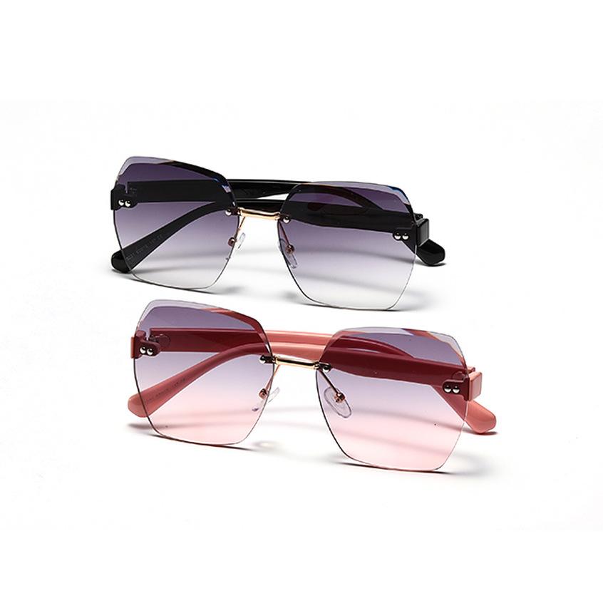 Мужские безободковые очки, полигональные солнцезащитные очки в стиле ретро с бриллиантовой отделкой, женские солнцезащитные очки с заклепками для уличной съемки