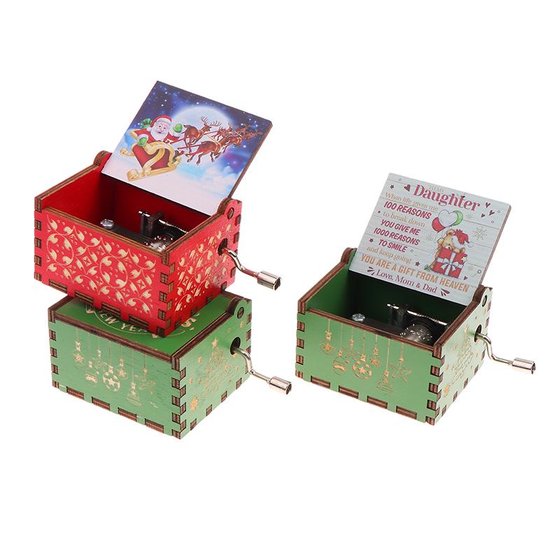Рождественская деревянная музыкальная шкатулка с рукояткой на Хэллоуин, веселое рождественское украшение для дома, подарок на Рождество, день рождения, год