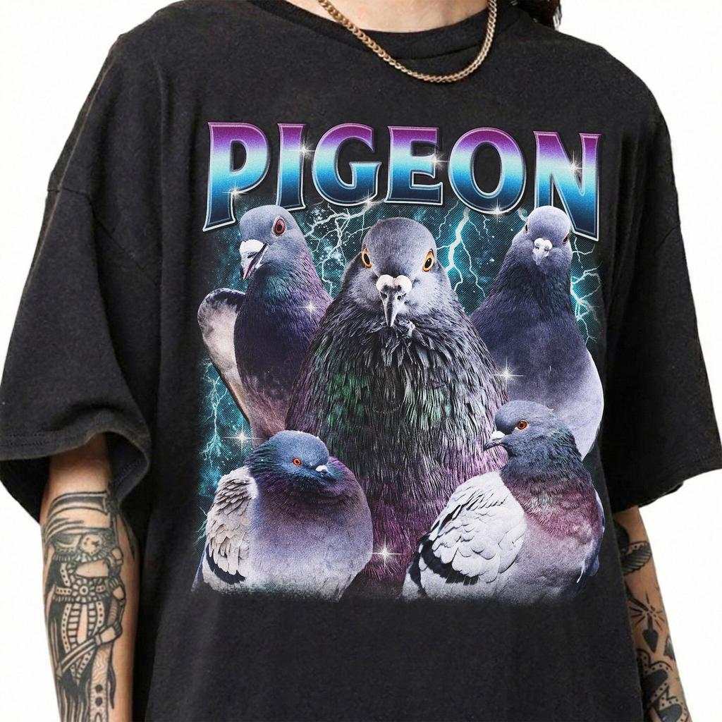 Pigeon Vintage Bootleg Shirt, Retro Bird Graphic Tee, Funny Bird Shirt, Thunderstorm Tee, Silly Bird Watching Shirt, Trash Dove Lover Gift