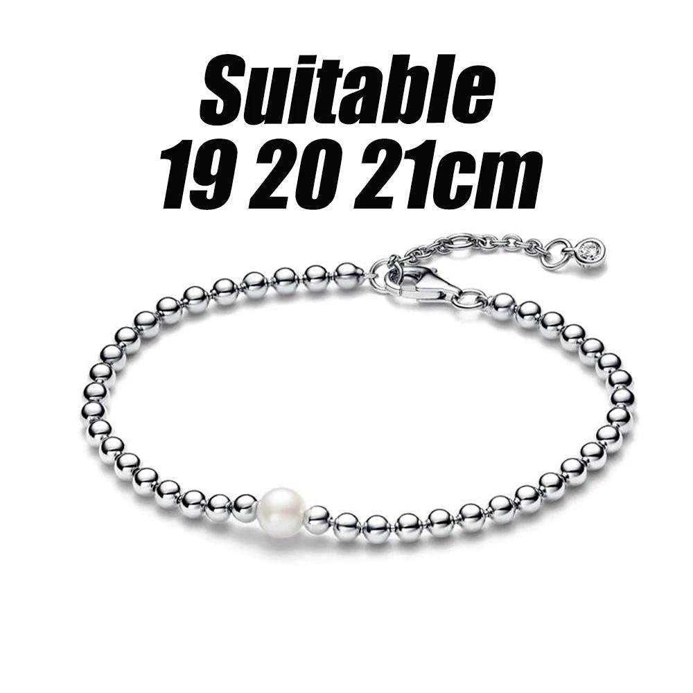 925 Sterling Silver Pearl Shiny Bead Jewelry Set Bracelet Earring Necklace for Women Exquisite Simple Stackable Jewelry Gift