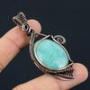 Chalcedony Gemstone Copper Wire Wrap Handmade Pendant Jewelry For Gift
