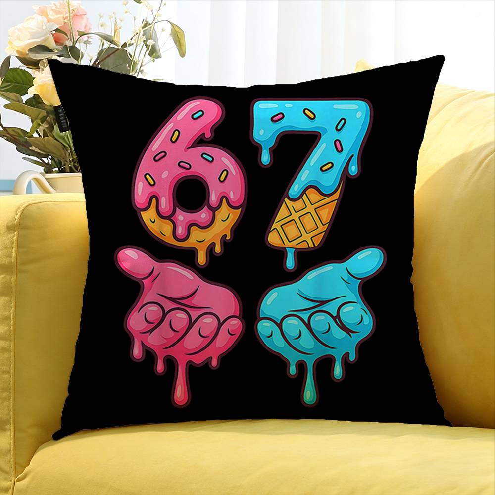 Six Seven 67 World Various Sizes Square Pillow Case For Car Home Bedchamber Decor