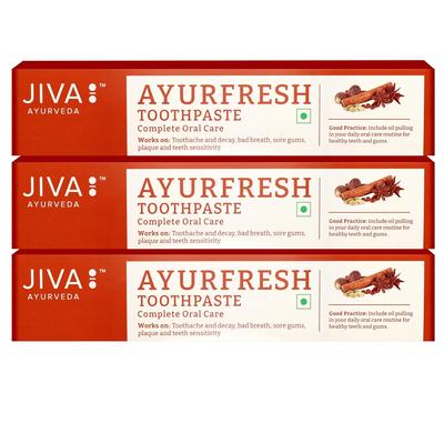 Зубная паста Jiva Ayurfresh 100 г X Упаковка из 3 штук Травяная зубная паста для свежего дыхания и облегчения зубной боли
