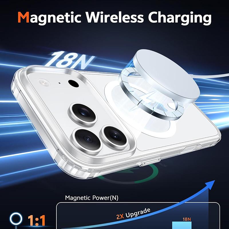 Ударопрочный прозрачный акриловый магнитный чехол для For Iphone 17 Air 17 Pro Max Чехол-задняя крышка для беспроводной зарядки для For Iphone 17ProMax