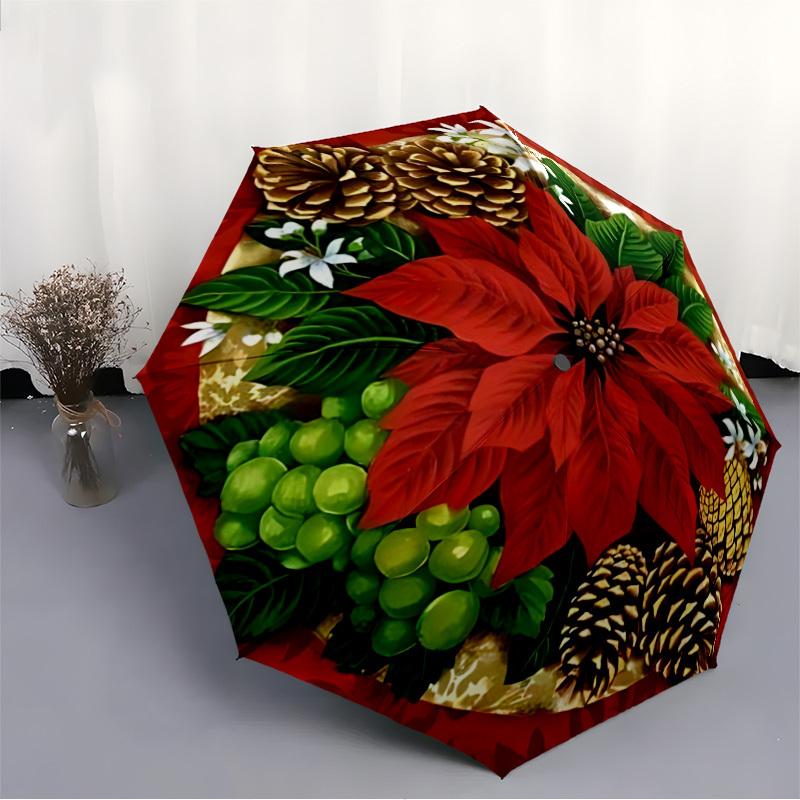 1pc Christmas Decorations Automatic Umbrella 8-Bone Design Compact Gear for Outdoor Travel, Perfect Holiday Gift y250827017