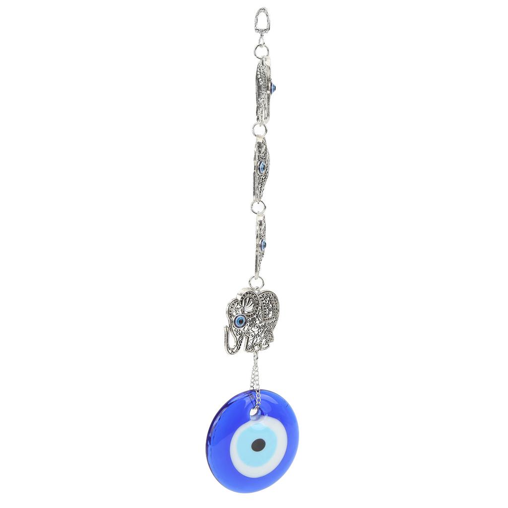 Blue Eye Ornament 4 Hollow Alloy Elephants Good Luck Evil Eye Hanging Decor Suspension Alloys Glass
