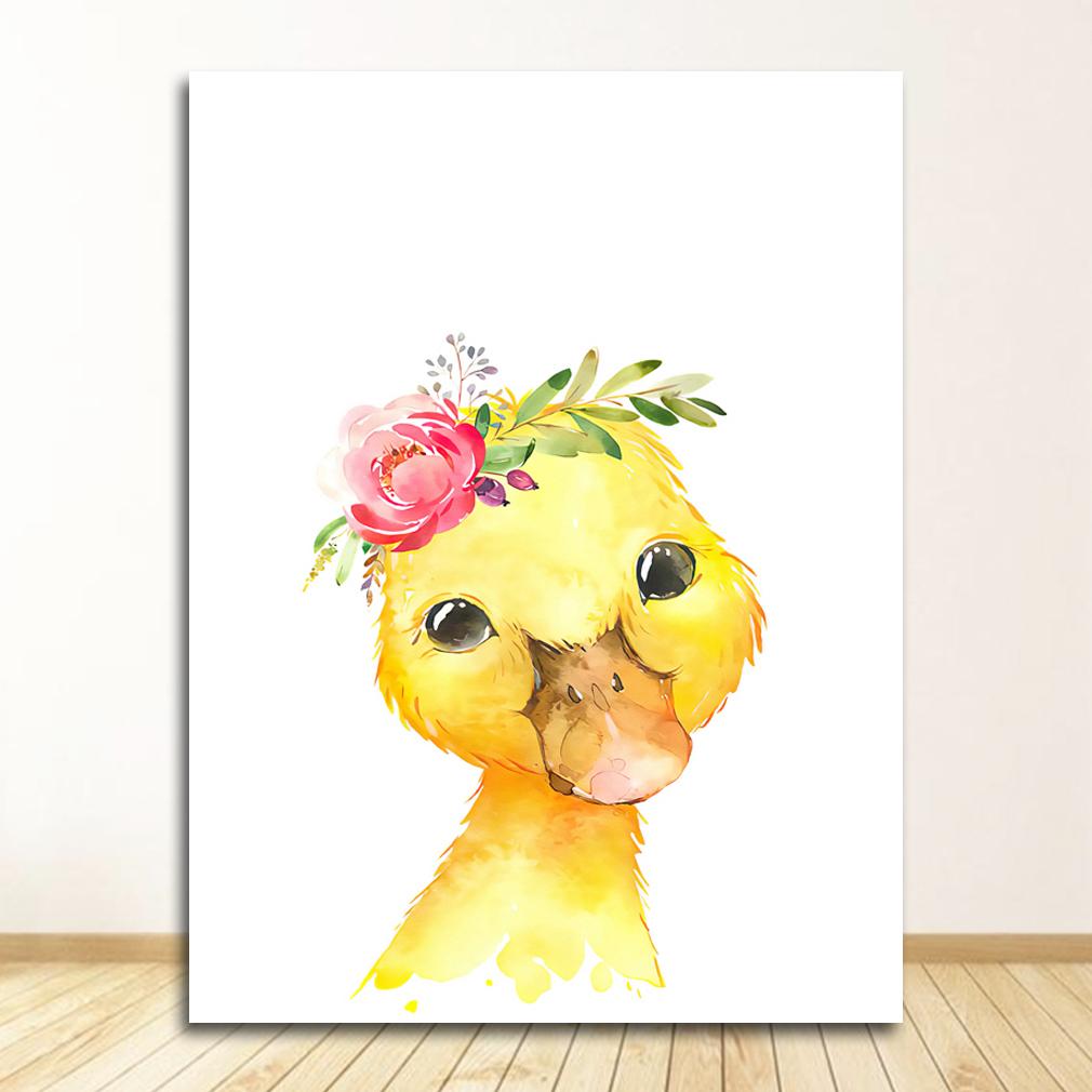 Плакаты на скандинавскую тему и принты, настенная живопись на холсте, настенные картины для детской комнаты, декор для детской комнаты, милый олень, зебра, лев, кролик, свинья, цветок