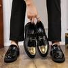 2025 новые мужские туфли с толстой подошвой и большим голенищем из лакированной кожи, глянцевые повседневные туфли на толстом каблуке, модная обувь для парикмахеров