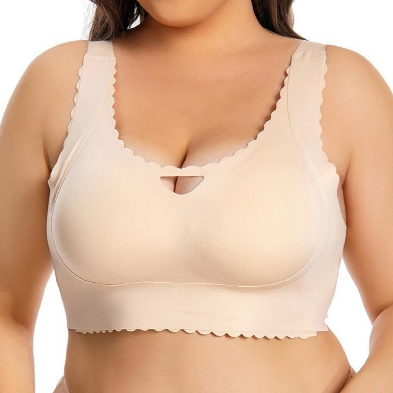 Европейский и американский большой размер бесшовное нижнее белье женский собранный антипровисающий без стального кольца грудь жир девушка бюстгальтер