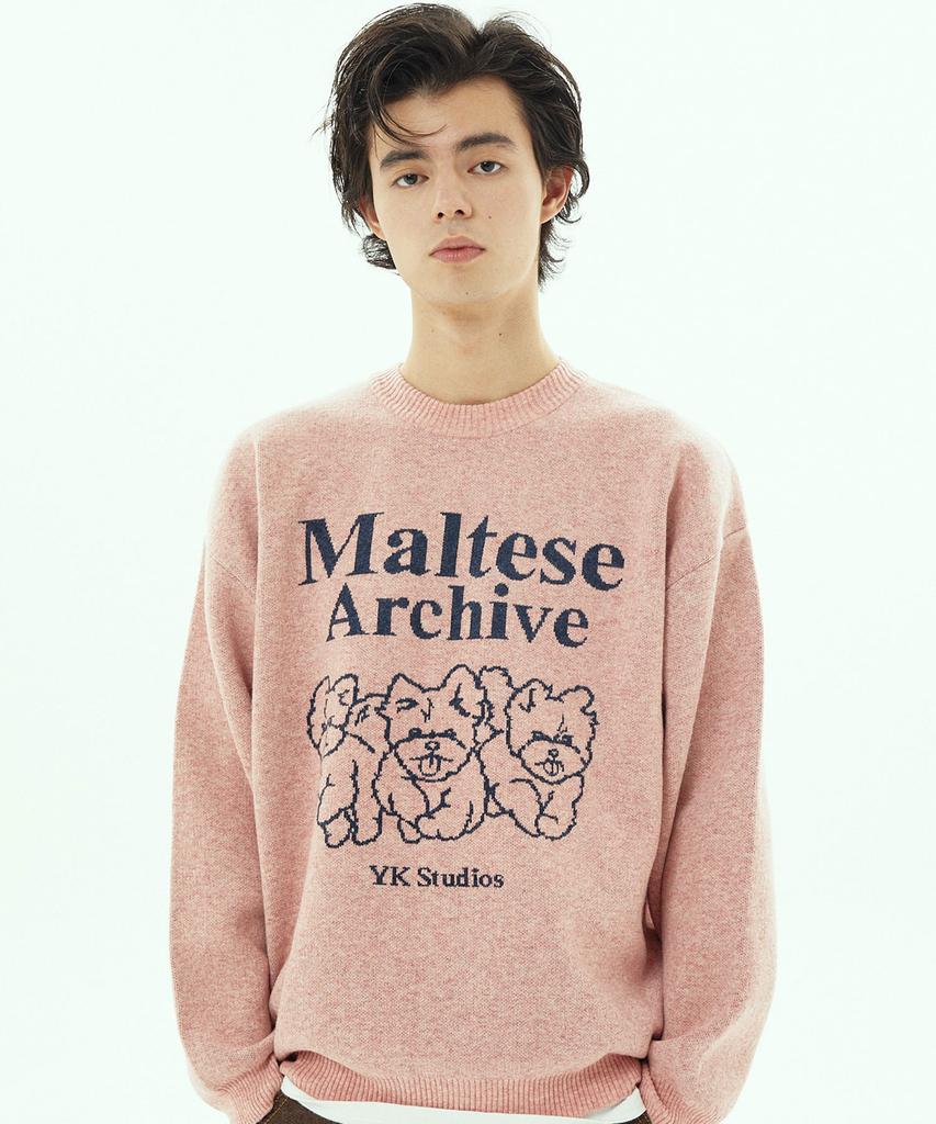 WAIKEI Maltese Archive Line Graphic Knit Pink