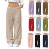 Женские модные брюки свободного кроя, спортивные флисовые однотонные длинные брюки