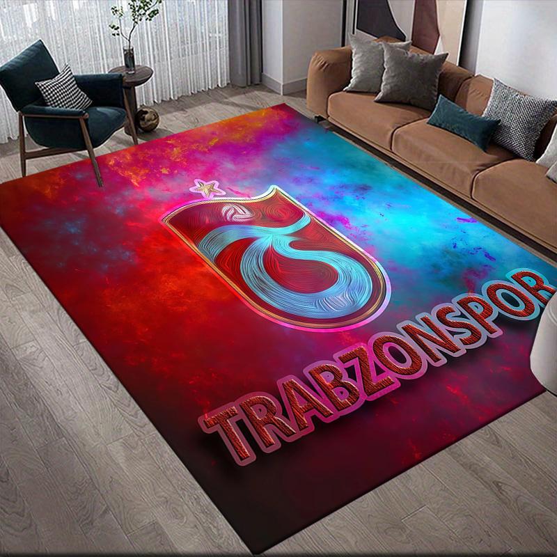 Trabzonspor2 Flannel Pattern Square Carpet,Area Rug,Carpet Rug for Living Room Bedroom Sofa Playroom Decor,Non-slip Floor Mat