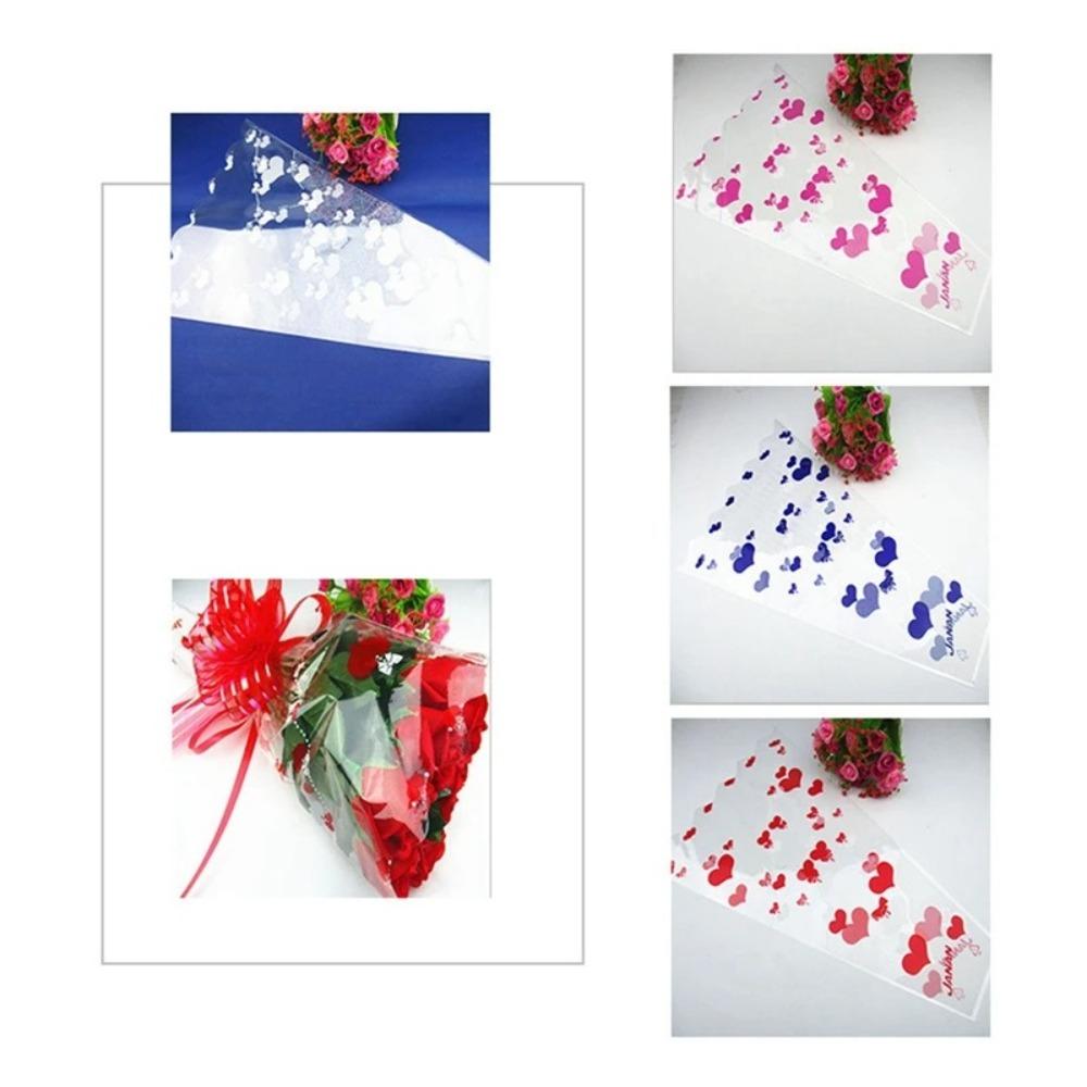 100pcs Rose Bagging Rose Bouquet Wrapping Sleeve Flower Transparent Packaging Wrappers Christmas