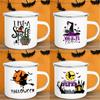 Witch Pumpkin Printing Mug Retro Halloween Enamel Handle Cups Coffee Tea Milk Mugs Party Kitchen Decorate Fun Gift for Children