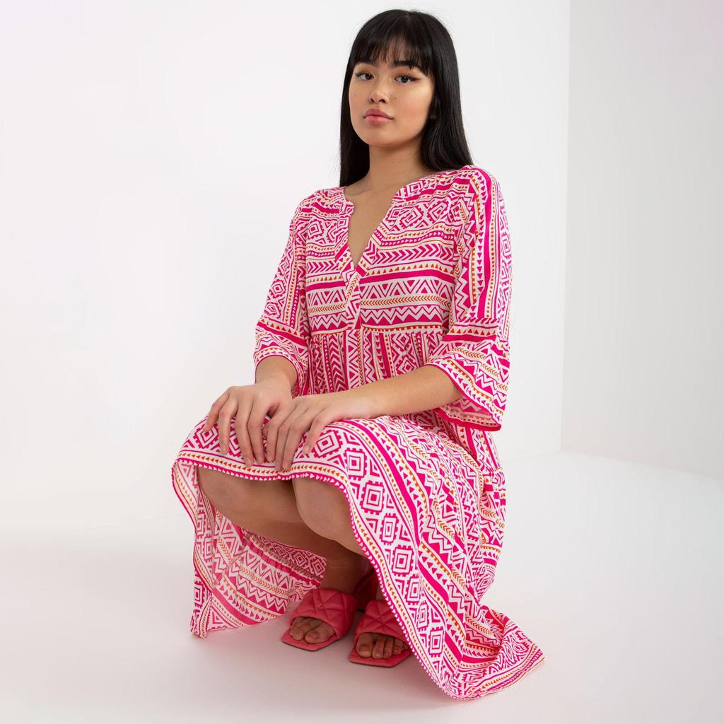 Женское летнее платье с короткими рукавами и высокой талией в этническом стиле на шнуровке