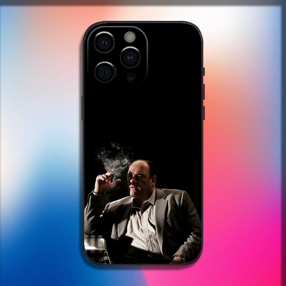 Чехол для телефона-телевизора S-Sopranos для iPhone 16,15,14,13,12,11,Pro,X,XS,Max,XR,Plus,Mini Мягкий черный чехол